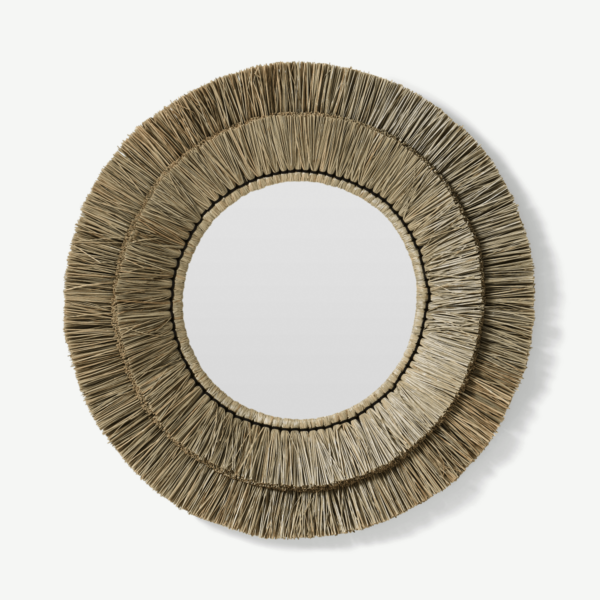 Semine spiegel met rond frame, 82 cm, sisal