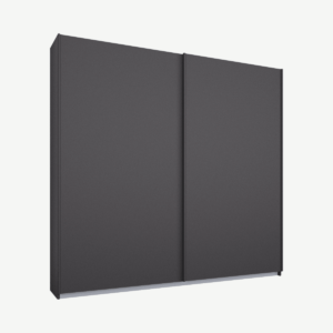 Malix tweedeurs kledingkast met schuifdeuren, 181 cm, grafietgrijs frame, mat grafietgrijze deuren, premium interieur