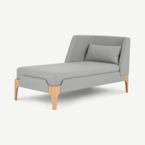 Roscoe chaise longue met leuning links, koelgrijs met lichte poten