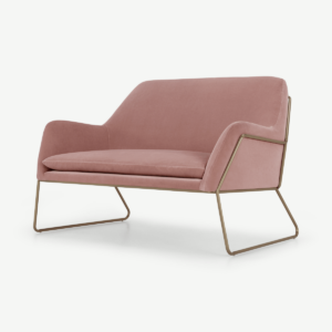 Frame Loveseat, zachtroze fluweel en messing