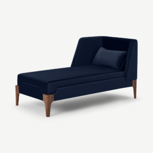 Roscoe chaise longue met leuning links, koningsblauw