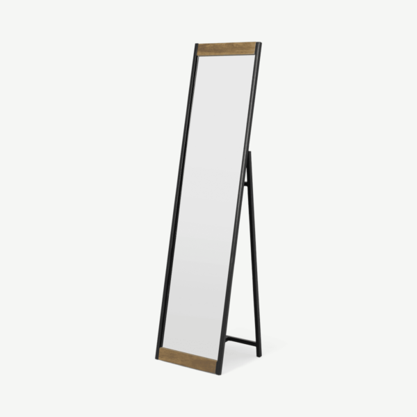 Maxine staande spiegel, 160 x 40 cm, mangohout en zwart