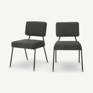 Set of 2 Knox eetkamerstoelen, roetgrijs