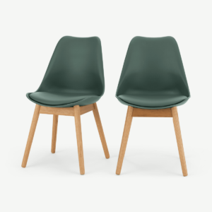 2 x Thelma eetkamerstoelen, eiken en groen