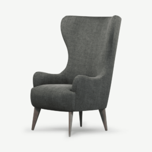 Bodil fauteuil, stijlvol grijs met lichte houten poten