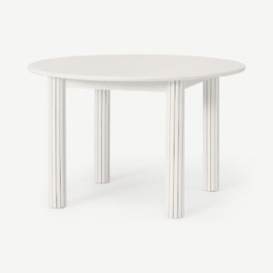 Tambo 4 Seat Round Dining Table, Ivory Stained Oak
