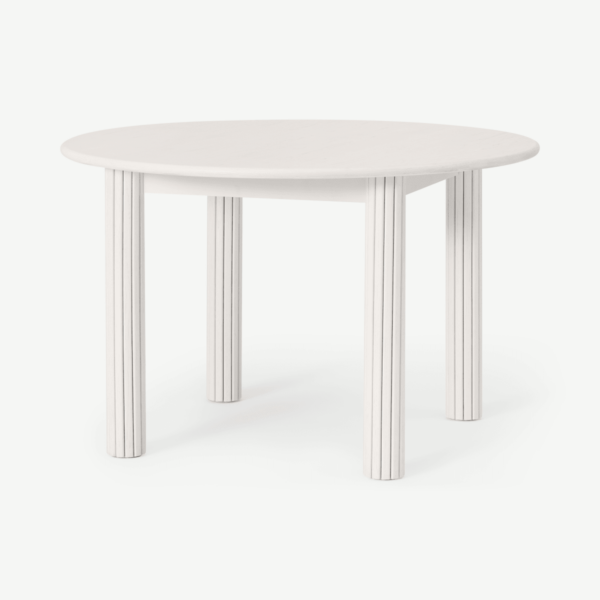 Tambo 4 Seat Round Dining Table, Ivory Stained Oak