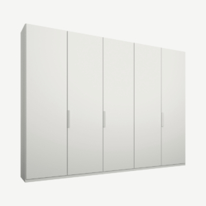 Caren Malix kledingkast met 5 deuren, 250 cm, wit frame, matte, witte deuren, standaard