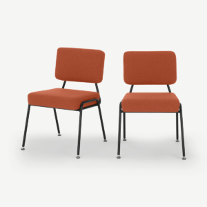 Set van 2 Knox eetkamerstoelen, retro oranje