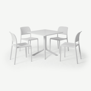 Nardi tuintafel met 4 stoelen, glasvezel en hars, wit