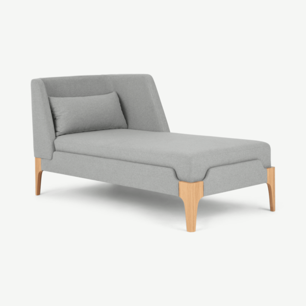 Roscoe chaise longue met leuning rechts, koelgrijs met lichte poten