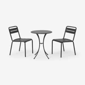 Emu bistroset met 2 stoelen van gepoedercoat staal, donkergrijs