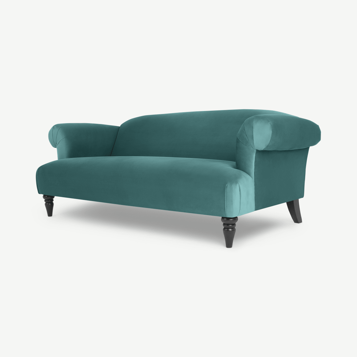 Claudia 3-zitsbank, pauwblauw fluweel