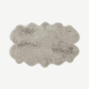 Helgar vierdubbel 100% schapenvacht vloerkleed, groot 105 x 170 cm, licht taupe