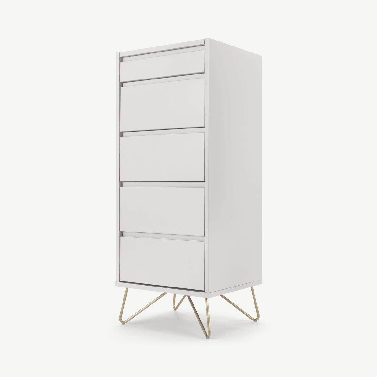 Elona ladekast met spiegel, ivoorwit en messing