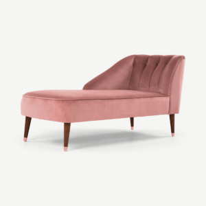 Margot chaise longue met leuning links, oudroze fluweel