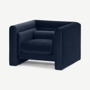 Mathilde fauteuil, donkerblauw fluweel