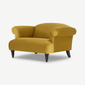 Claudia loveseat, antiekgouden fluweel