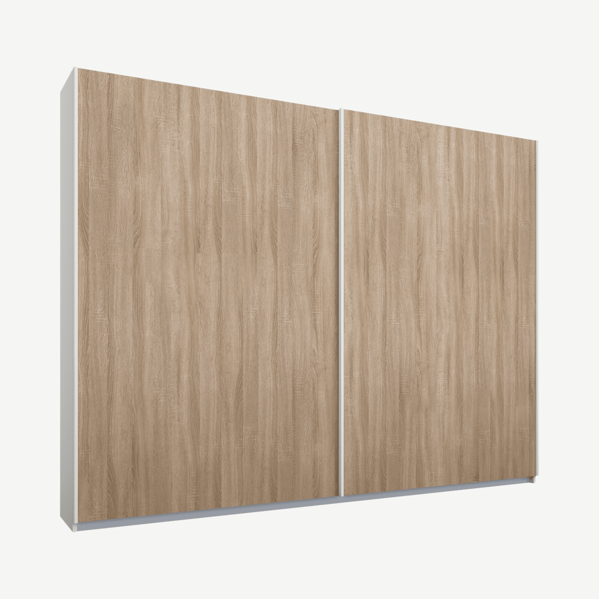 67a57b7fb33037e543767132fb69f3f4a2194857_WDIMAL045OAK_UK_Malix_2_door_225cm_Sliding_Wardrobe_White_frame_Oak_doors_Standard_Interior_ar1.png Malix kledingkast met 2 schuifdeuren, 225 cm, wit frame, eiken deuren, standaard binnenkant