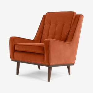 Scott fauteuil, gebrand oranje fluweel