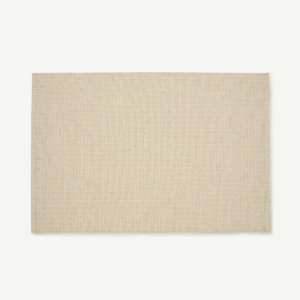 Mellis geweven vloerkleed, wolmix, groot, 160 x 230 cm, lichtbeige geblokt