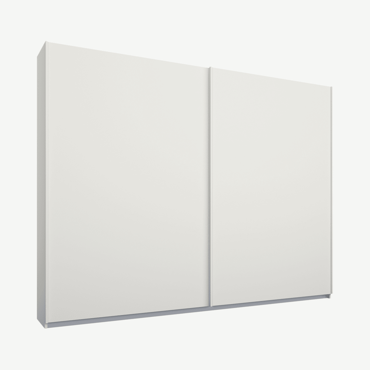 Malix tweedeurs kledingkast met schuifdeuren, 225 cm, wit frame, matwitte deuren, premium interieur