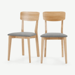 Jenson Set 2 van eetkamerstoelen, berggrijs en eiken