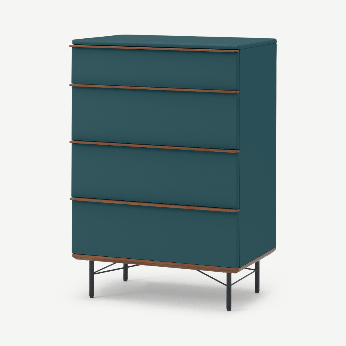 7027e5c64fdc60f76f4f21b6c43c4dfcea666b47_CODVNC003GRE_UK_Vincent_Tall_Chest_of_Drawers_Petrol_Blue_Walnut_Stain_ar1_1_LB01_PS.png Vincent hoge ladekast, petrolblauw en walnootgebeitst