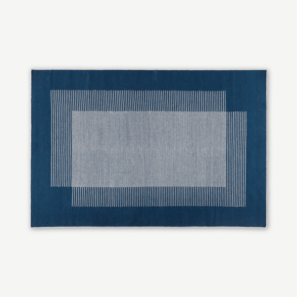 Caixa wollen vloerkleed, groot, 160 x 230 cm, indigoblauw