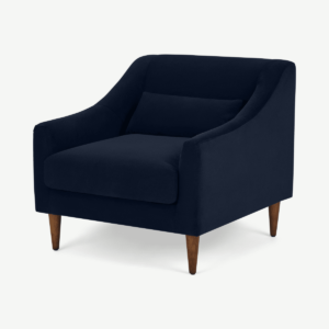 Herton fauteuil, inktblauw fluweel