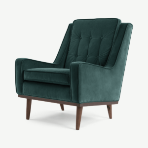 Scott fauteuil, petrol fluweel