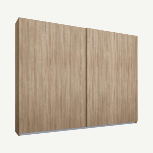 Malix tweedeurs kledingkast met schuifdeuren, 225 cm, eiken frame, eiken deuren, klassiek interieur
