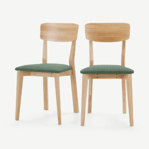 Jenson Set 2 van eetkamerstoelen, lauriergroen en eiken