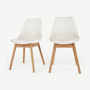 2 x Thelma eetkamerstoelen, eiken en wit