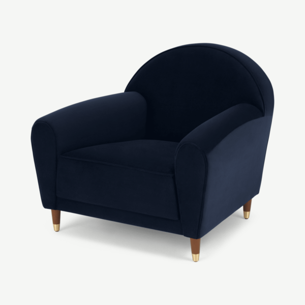 Carlton fauteuil, inktblauw fluweel