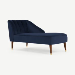 Margot chaise longue met leuning rechts, koningsblauw fluweel