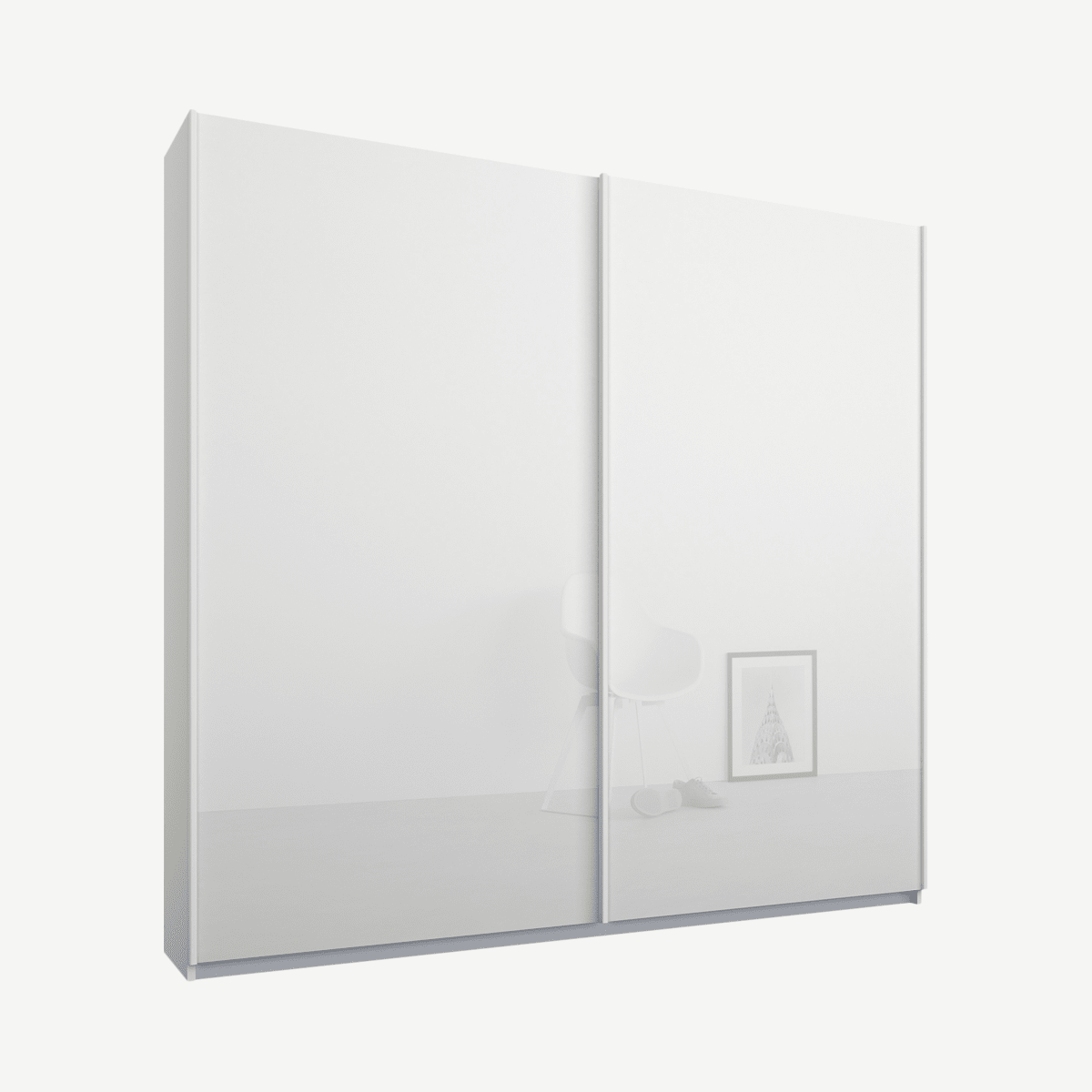 911aafd733775c33c09acc83ffcfee6bca6b7b9f_WDIMAL018WHG_UK_Malix_2_door_181cm_Sliding_Wardrobe_White_frame_White_Glass_doors_Standard_Inte.png Malix tweedeurs kledingkast met schuifdeuren, 181 cm, wit frame, witte glazen deuren, standaard interieur