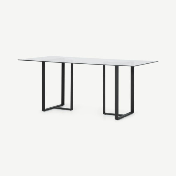 Saffie 6-persoons eettafel, zwart en glas