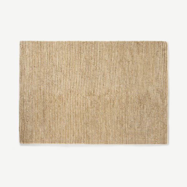 Mumbi vloerkleed van wol en jute, groot, 160 x 230 cm, lichtbeige