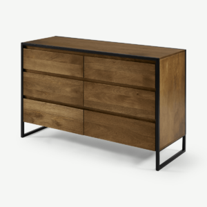 Rena breed dressoir, mangohout en zwart