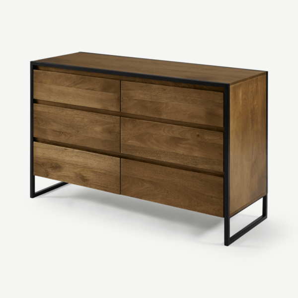 Rena breed dressoir, mangohout en zwart