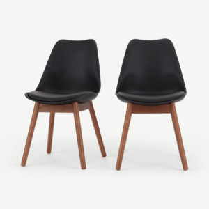 2 x Thelma eetkamerstoelen, donkergebeitst eiken en zwart