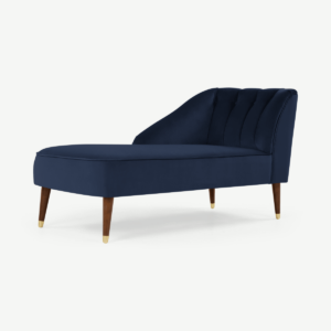 Margot chaise longue met leuning links, koningsblauw fluweel