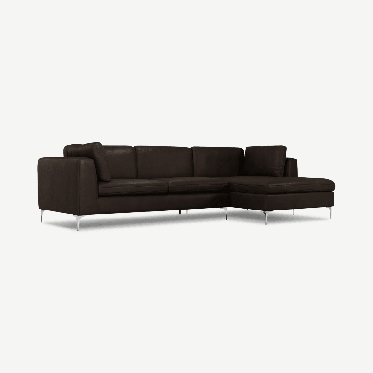 b03c10ba40edba4cd1abdd5e2882e1405da70d85_SOFMNT064BRO_UK_Monterosso_Right_Hand_Facing_Chaise_End_Sofa_Denver_Dark_Brown_Leather_with_Chr.png Monterosso hoekbank met hoek rechts, Denver donkerbruin leer met chromen poten