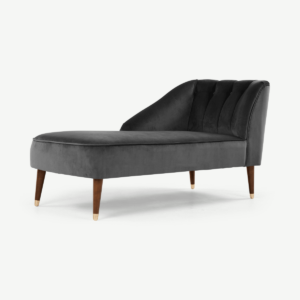 Margot chaise longue met leuning links, tingrijs fluweel