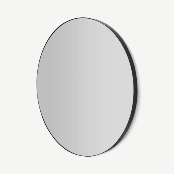 Arles grote ronde spiegel, 85 cm, matzwart