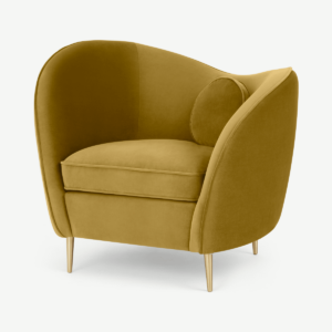 Kooper fauteuil, vintage goud fluweel
