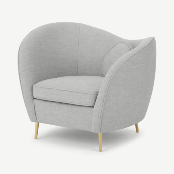 Kooper fauteuil, maangrijs textuurgeweven