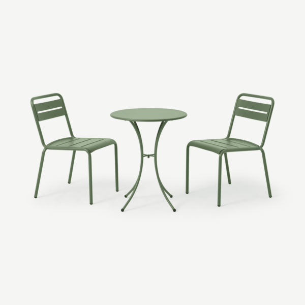 Emu bistroset met 2 stoelen van gepoedercoat staal, groen