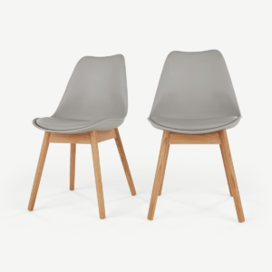 2 x Thelma eetkamerstoelen, eiken en grijs